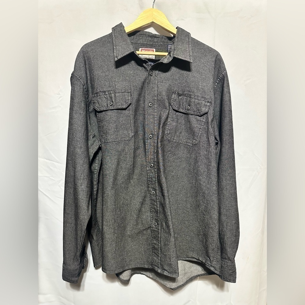 WRANGLER Men’s Gray Casual Long Sleeve Button Shirt Size 2XL/2TG